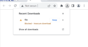 cara memperbaiki peringatan insecure download blocked di Chrome