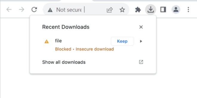 cara memperbaiki peringatan insecure download blocked di Chrome