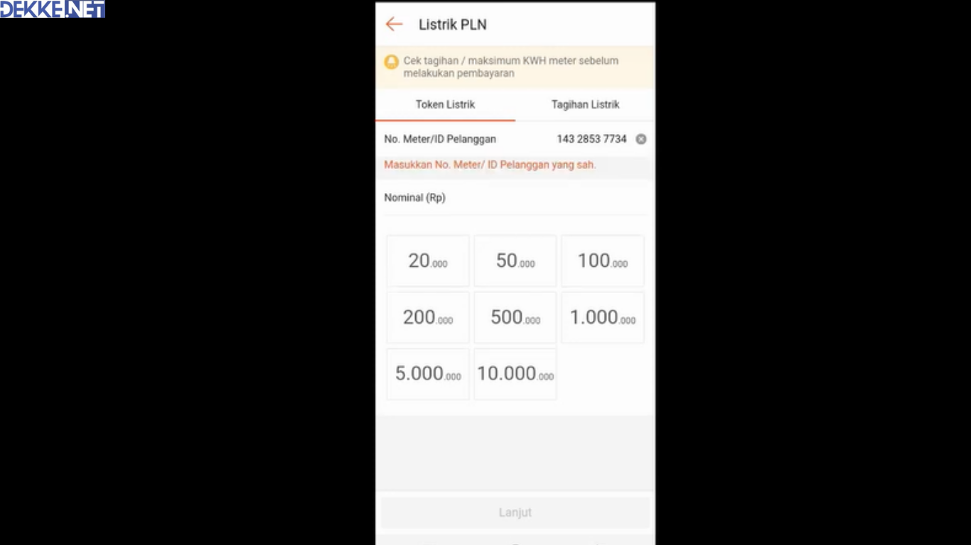 cara mengisi token listrik di Shopee