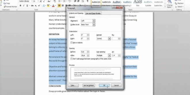 cara mengubah jarak enter di Word